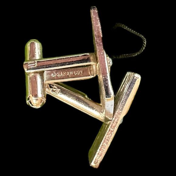 Vintage Sarah Coventry Blue Rhinestone and Silver Tone Cufflinks and Tie pin set - Picture 7 of 7